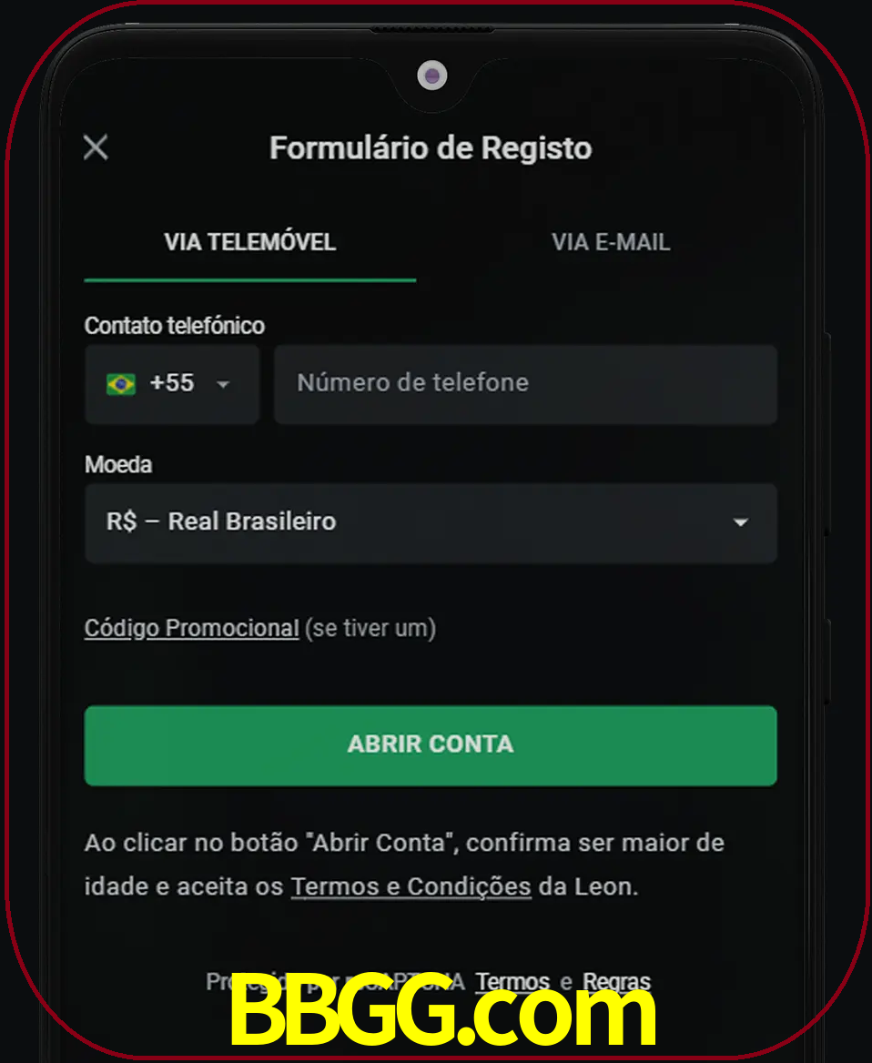 Abra o aplicativo e inicie o processo de registro.